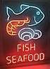 Вивіска неонова "Fish Seafood" 790х550 мм з пультом управління, фото 4