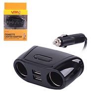 Розгалужувач прикурювача VOIN 2 виходи + 2 USB 2100mA 12/24V SC-2079