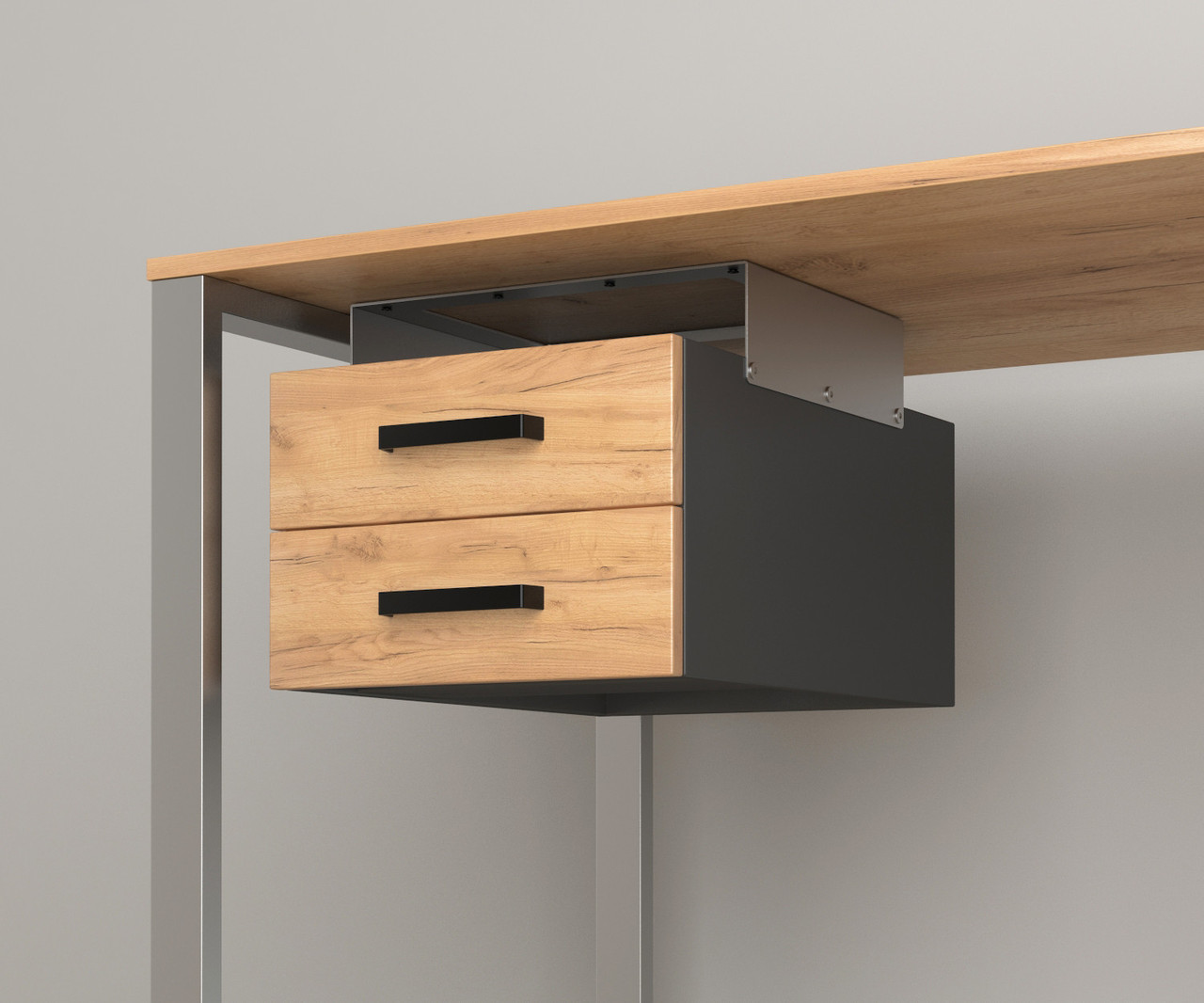 Подвійна навісна шухляда для столу BX-2 Дуб Крафт золотой Серебристый, фото 1