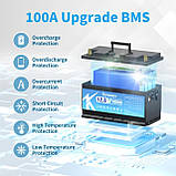 Акумулятор LiFePo4 12V 100А батарея Kepworth із зарядним пристроєм, літій залізо фосфат (Kepworth, 12V 100A), фото 5