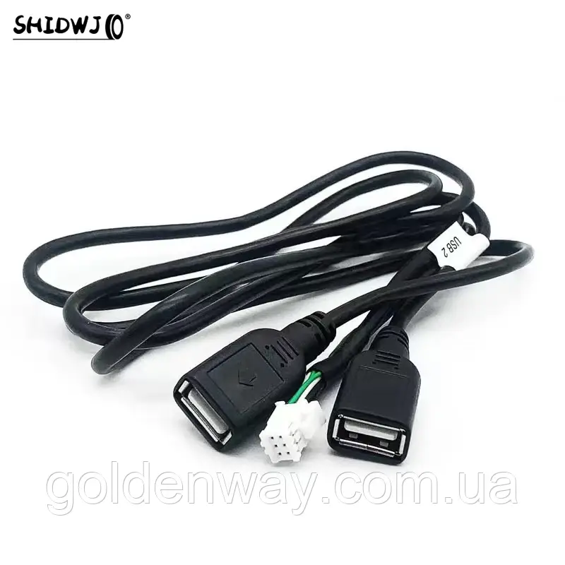 Кабель USB на 6 pin 2 USB із комплекту для під'єднання flash флешки до магнітоли Android 7 9 10 дюймів 6PIN 2USB