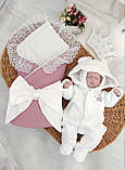 Набір на виписку з пологового будинку для хлопчика для дівчинки весна-осінь "Косичка" ( комбінезон, конверт, шапочка), фото 4