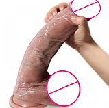 Реалістичний фалоїмітатор із присоском 22 см, Силіконовий дилдо, Гнучкий фаллос, Вагінальний стимулятор, Інтимн, фото 9