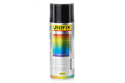 Емаль акрилова універсальна RAL 9005 Чорний гол. 400мл UNIFIX, фото 1