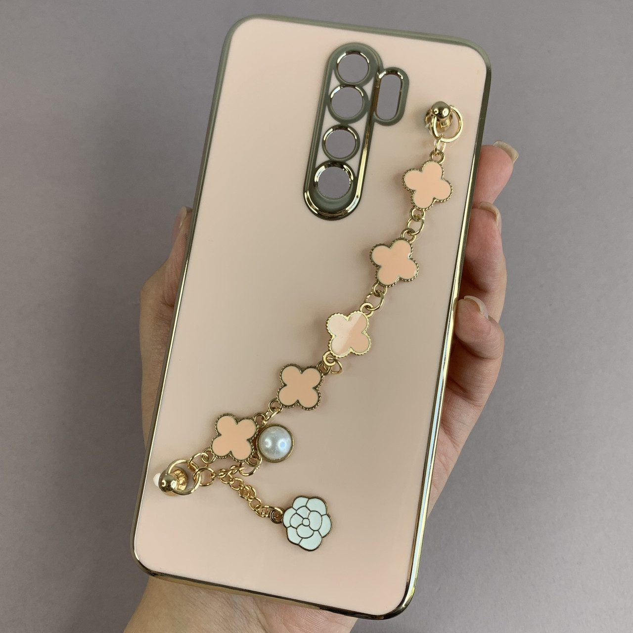 Чохол для Xiaomi Redmi Note 8 Pro чохол з ланцюжком на телефон сяомі редмі нот 8 про пудровий l3o