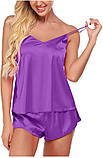 Жіноча літня піжама на тонких бретельках фіолетового кольору, фото 2
