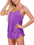 Жіноча літня піжама на тонких бретельках фіолетового кольору, фото 4