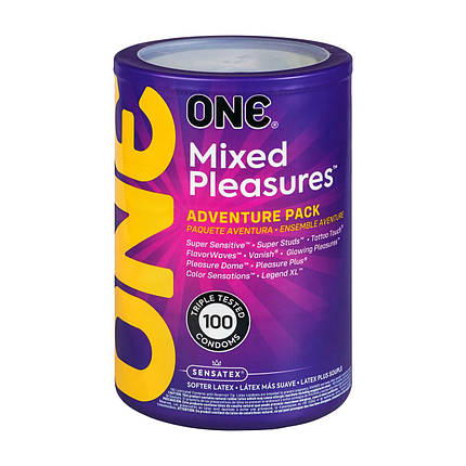 Набір презервативів ONE Mixed Pleasures 100 шт., мегапак тюб, фото 1