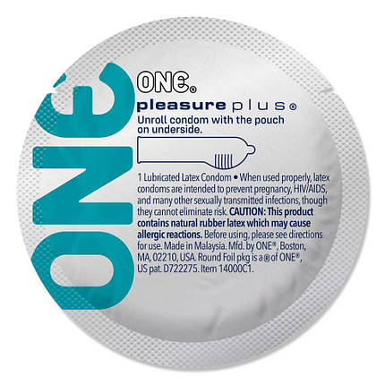 Презерватив ONE Pleasure Plus, 1 шт, з ребристою ділянкою на кінці, зі змазкою, фото 1