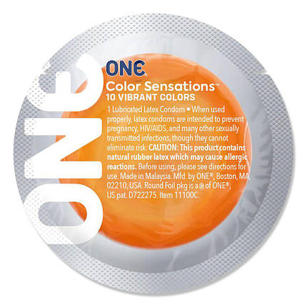 Презерватив ONE Color Sensations — ONE trip tot cloud nine (Orange) 1 шт, фото 3