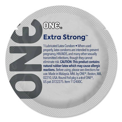 Презерватив ONE Extra Strong, 1 шт, розширена форма, зі змазкою, підходить для анального сексу, фото 1