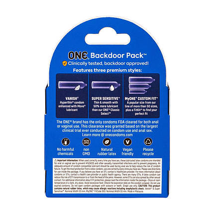 Презервативи ONE Backdoor 3 шт., картонна коробка, фото 3