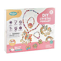 Набір для творчості, вітражі та вітражні фарби "Єдинороги", 18 підвісок, 6 фарб