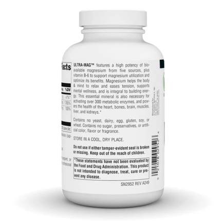 Магній Source Naturals Ultra-Mag 180 Caps, фото 3