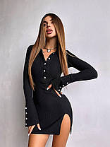 Жіноча міні сукня з довгими рукавами утеплювачів трикотаж рубчик Smb9202, фото 3