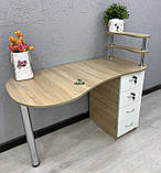 Манікюрний стіл із фігурною стільницею, комбінований колір V492, фото 3