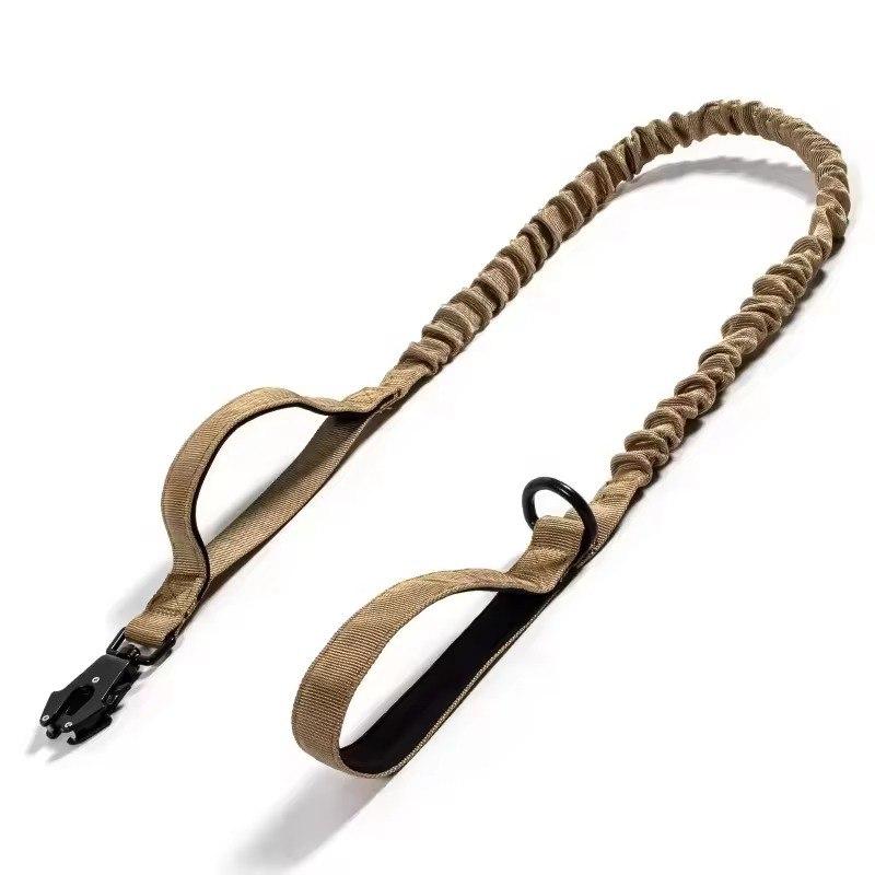 Повідець для собак Harness 114-150см, з металевим тактичним карабіном, банджі-повідець з двома ручками