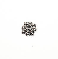 Капелюшок для намистин Finding Обіймач квітка підходить для намистин від 8 мм Античне срібло 7.5 мм х 8.5 мм