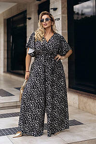 Жіночий комбінезон брючний літній великих розмірів Крит чорний