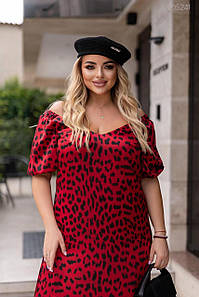 Ефектна шовкова довга сукня Катанія колір бургунді принт леопард