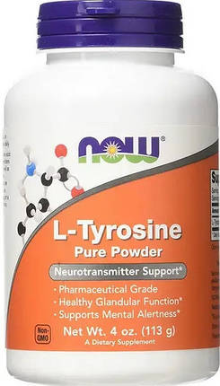 L-тирозин NOW L-Tyrosine 113 г, фото 1