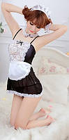 Костюм горничной ролевой для игр платье с фартушком черный (GORN-PL)
