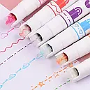 Набір із 6 спец маркерів Kawaii Flowers Line Shaped Highlighter Pens двосторонні, фото 2