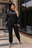 Жіночий спортивний костюм демісезонний двонитка з написом Smile | Худі з капюшоном + джоггери | Норма та батал, фото 2