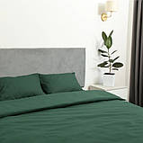 Однотонна постільна білизна полуторна 150х220 темно-зелена (23072) Бавовняний комплект на блискавці, фото 2
