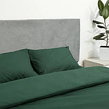 Однотонна постільна білизна полуторна 150х220 темно-зелена (23072) Бавовняний комплект на блискавці, фото 4