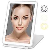 Косметичне дзеркало сенсорне з 3 режимами підсвічування LED Mirror Настільне акумуляторне люстерко, фото 4