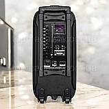 Переносна акустична колонка, 2500W X-BASS TWS/Bluetooth/USB/FM колонка на акумуляторі з двома мікрофонами, фото 6
