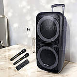 Переносна акустична колонка, 2500W X-BASS TWS/Bluetooth/USB/FM колонка на акумуляторі з двома мікрофонами, фото 2