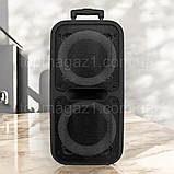 Переносна акустична колонка, 2500W X-BASS TWS/Bluetooth/USB/FM колонка на акумуляторі з двома мікрофонами, фото 4