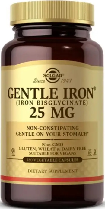 Залізо Solgar Gentle Iron 25 mg (ibisglycinate) 180 капсул