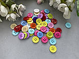 Декоративні ґудзики «Круглі» кольоровий мікс 1,5 см, 50 шт/уп. оптом, фото 2