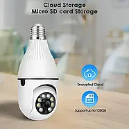 Панорамна камера з датчиком руху WIFI в патрон Е27 PTZ Bulb Camera V380 Камера відеоспостереження в патрон, фото 2