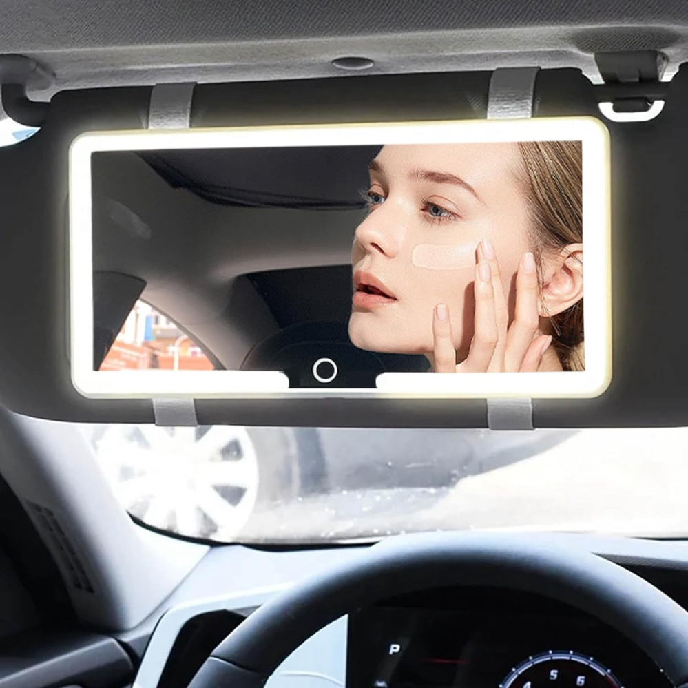 Автомобільне дзеркало для макіяжу LED Vanity На козирок автомобіля прямокутне Підсвітка з акумулятором