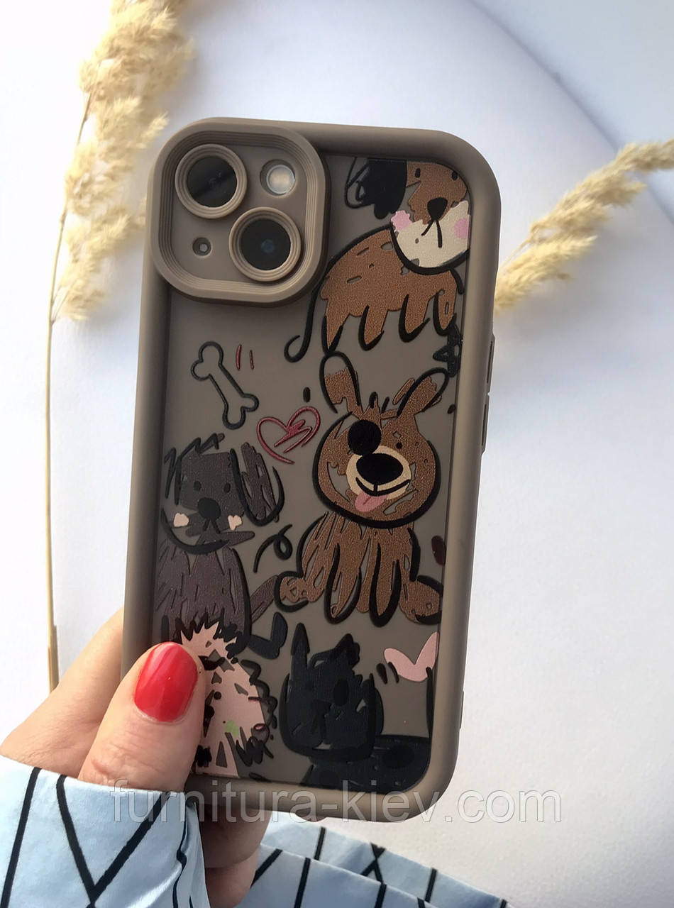 Чохол силїконовий с собачками на iPhone 13, фото 1