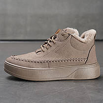 Жіночі зимові черевики на шнурках кавового кольору, фото 3