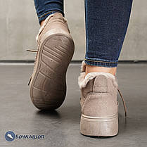 Жіночі зимові черевики на шнурках кавового кольору, фото 5