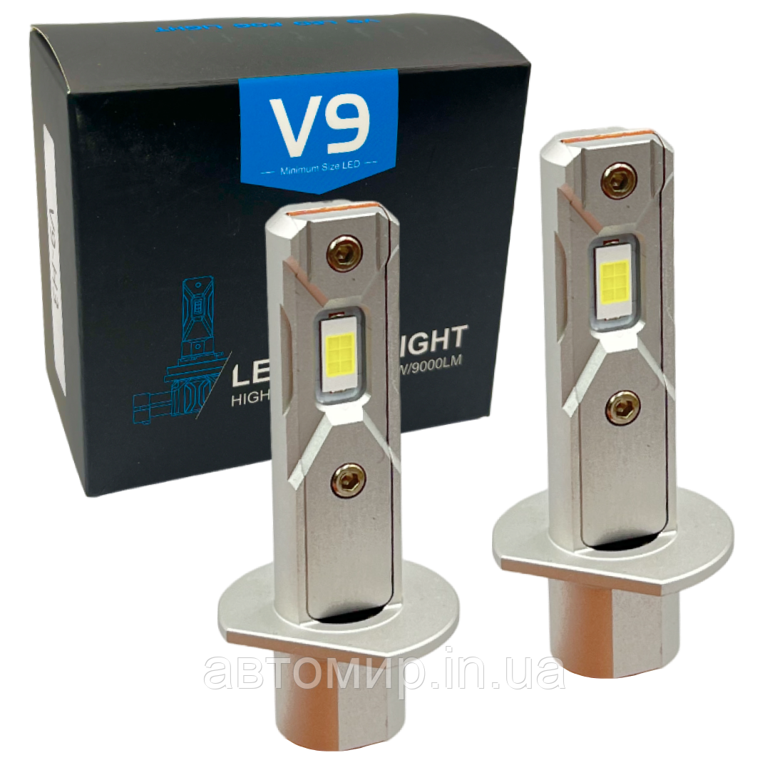 Автомобільні світлодіодні LED/ЛІД лампи у фару головного світла H1 9-36V 6000-7000K 40W 9000L V9, фото 1