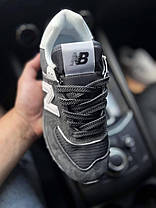 Жіночі кросівки New Balance 574 Legacy Dark Gray White Нью Беланс 574 сірі з білим натуральна замша сітка демісезон, фото 4