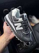 Жіночі кросівки New Balance 574 Legacy Dark Gray White Нью Беланс 574 сірі з білим натуральна замша сітка демісезон, фото 6