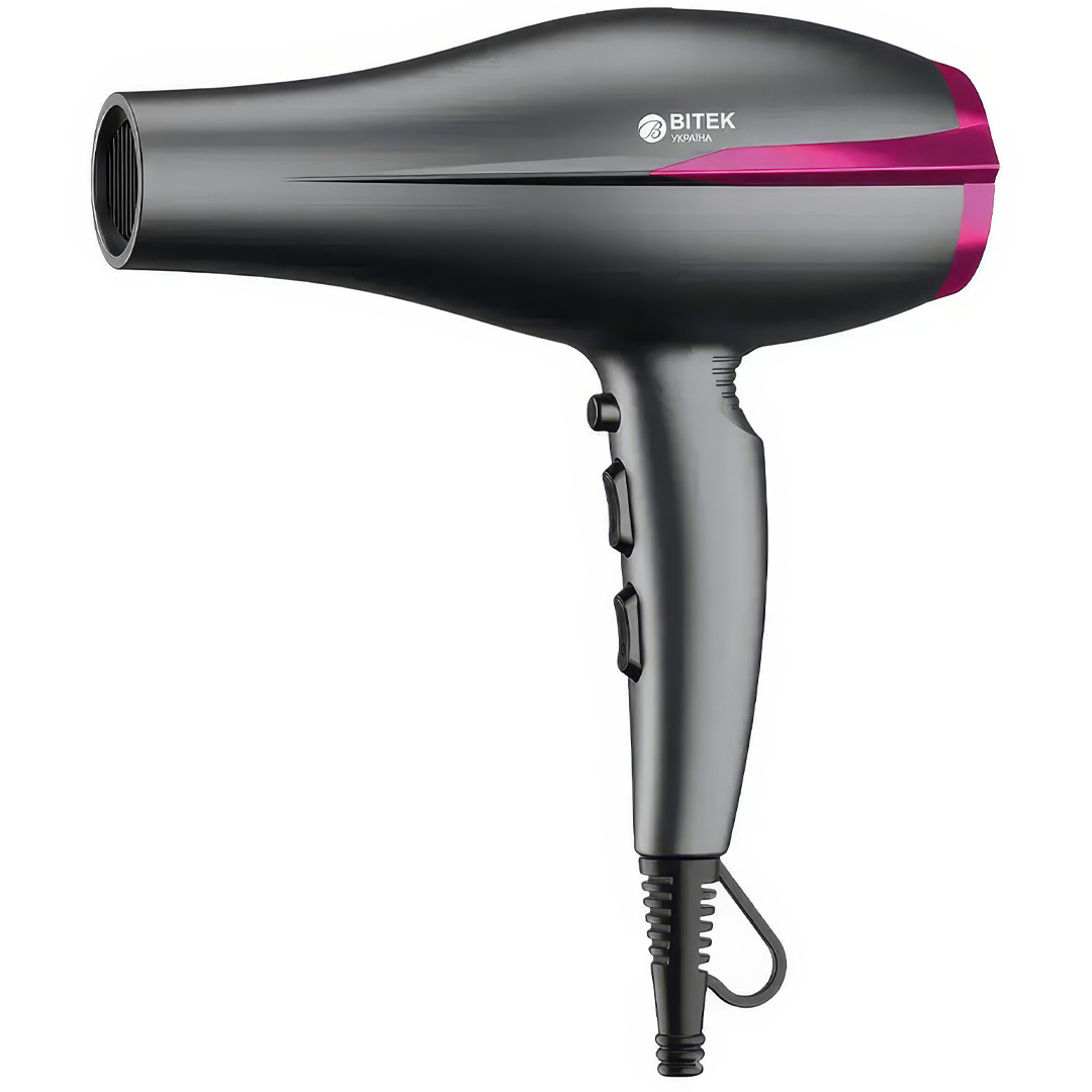 Професійний фен для укладання волосся BITEK BT-409G Чорно-рожевий Фен для волосся на 3500 Вт, фото 1