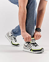 Чоловічі кросівки замша текстиль New Balance 574 TP2 White Yellow Neon, кеди Нью Беланс білі. Чоловіче взуття