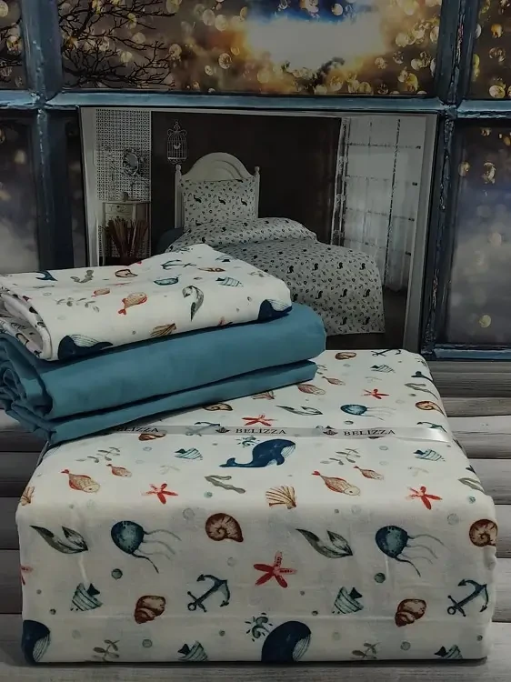 Постільна білизна фланелева байкова полуторний розмір Belizza Marin, фото 1