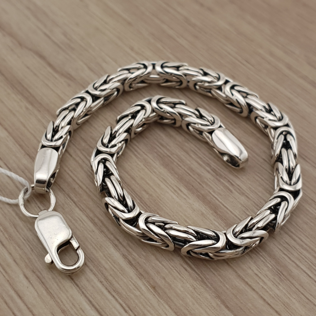 Чоловічий срібний браслет лисячий хвіст. Круглий браслет на руку Візантія чорнене срібло 925 розмір 24 см, фото 1