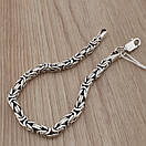 Чоловічий срібний браслет лисячий хвіст. Круглий браслет на руку Візантія чорнене срібло 925 розмір 24 см, фото 9