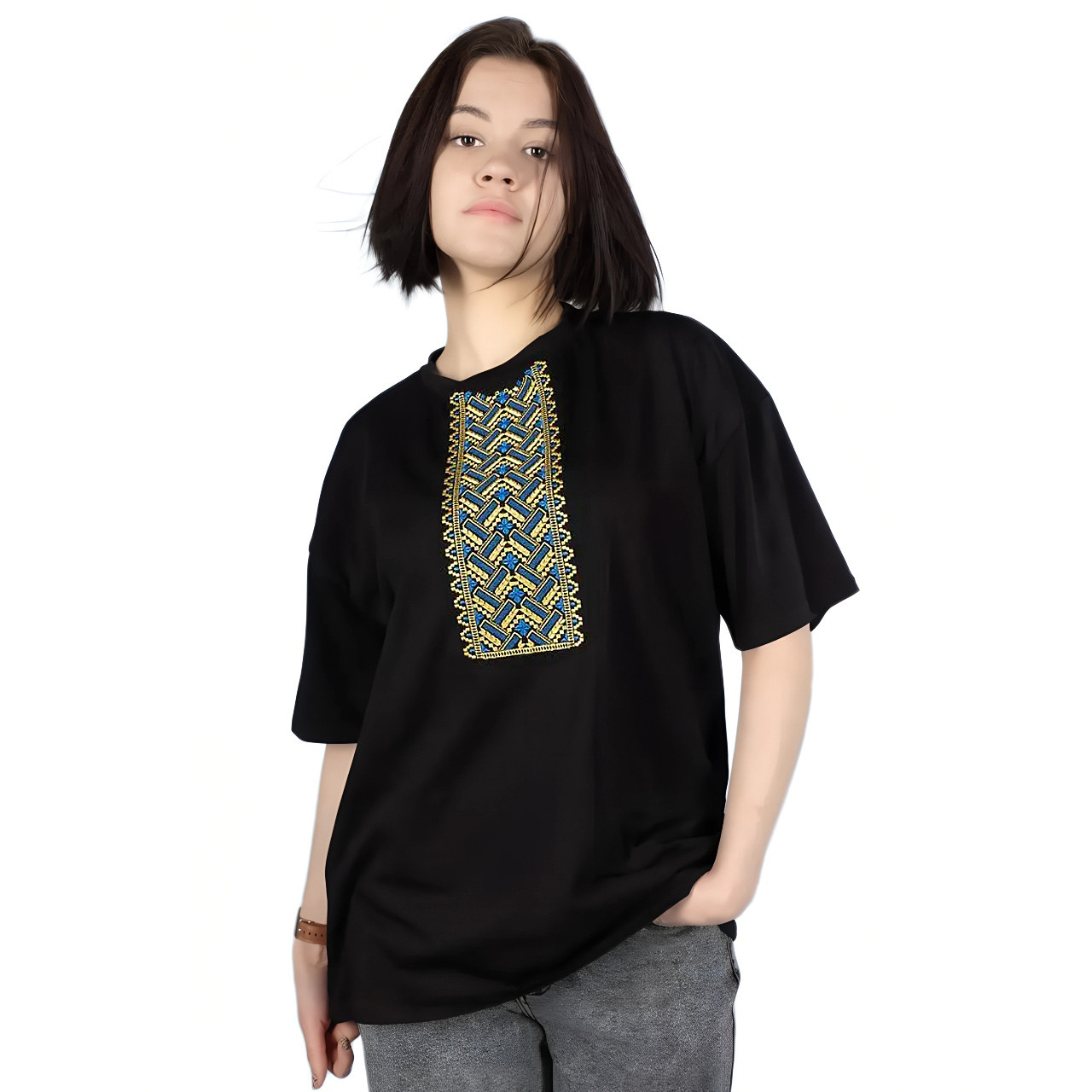 Футболка оверсайз з вишивкою Два кольори р.L-XL